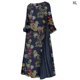 thumbnail image 1 of Vestido Manga 3/4 Vestido De Cuello Redondo Mujer Ropa Vintage Estampado De Flores, Azul Oscuro, XL Sweethay AP002211-20, 1 of 6