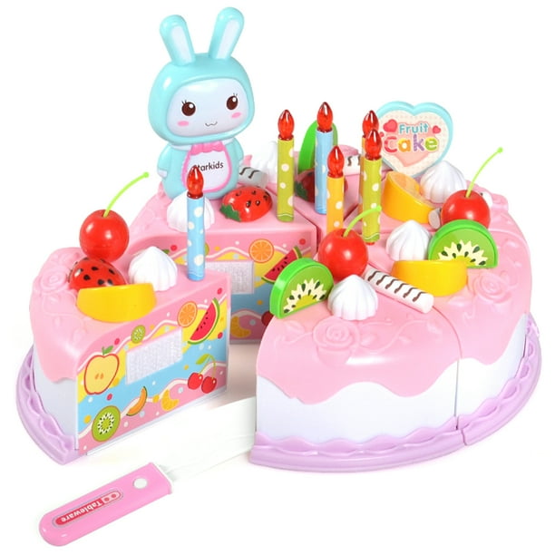 37 Uds. Juego de pastel de fiesta de cumpleaños DIY, juego de simulación, cocina, juguetes de comida, regalo para niños y niñas