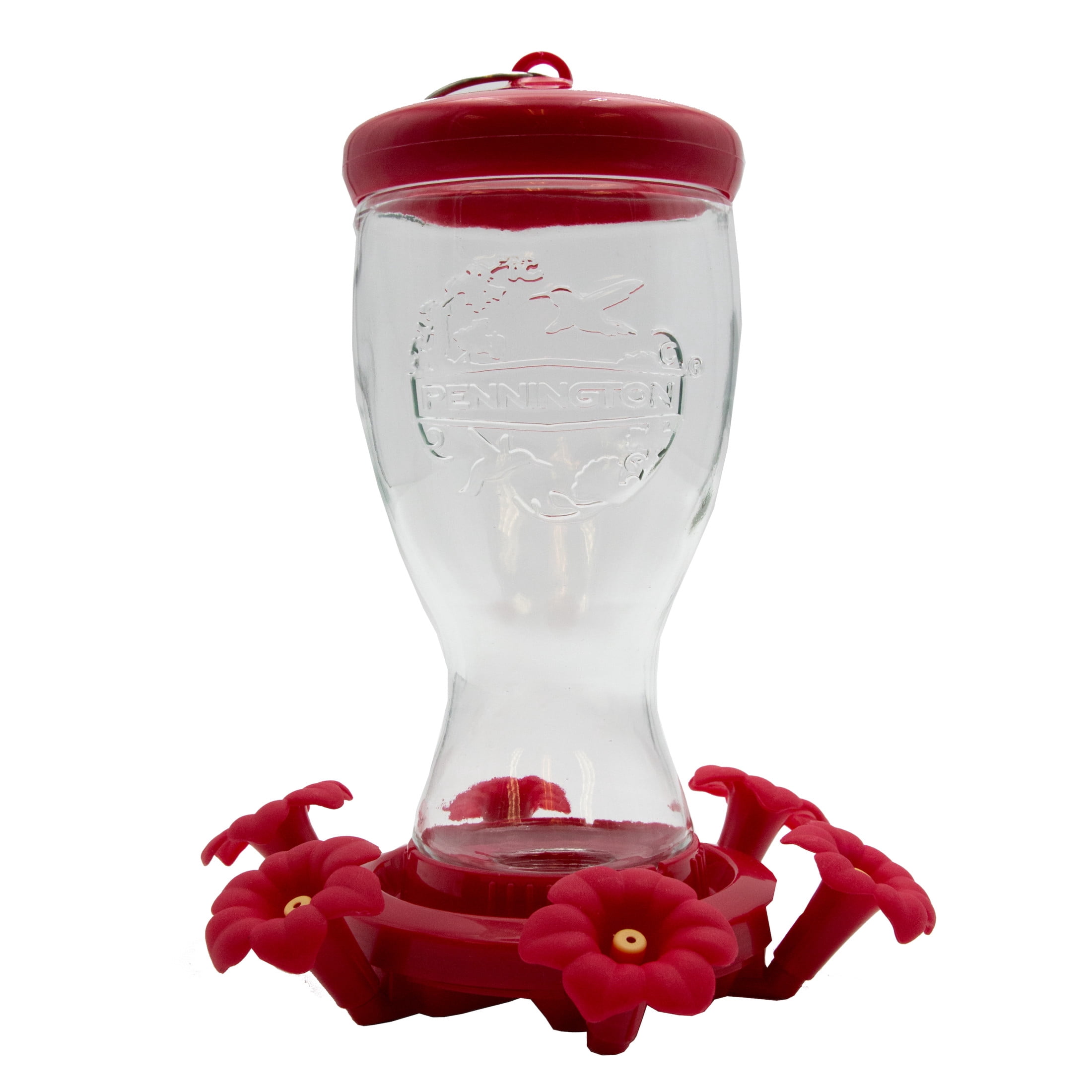(2 pack) Pennington Sipper Glass Bottle Red Hummingbird Feeder, 28 oz Nectar Capacity