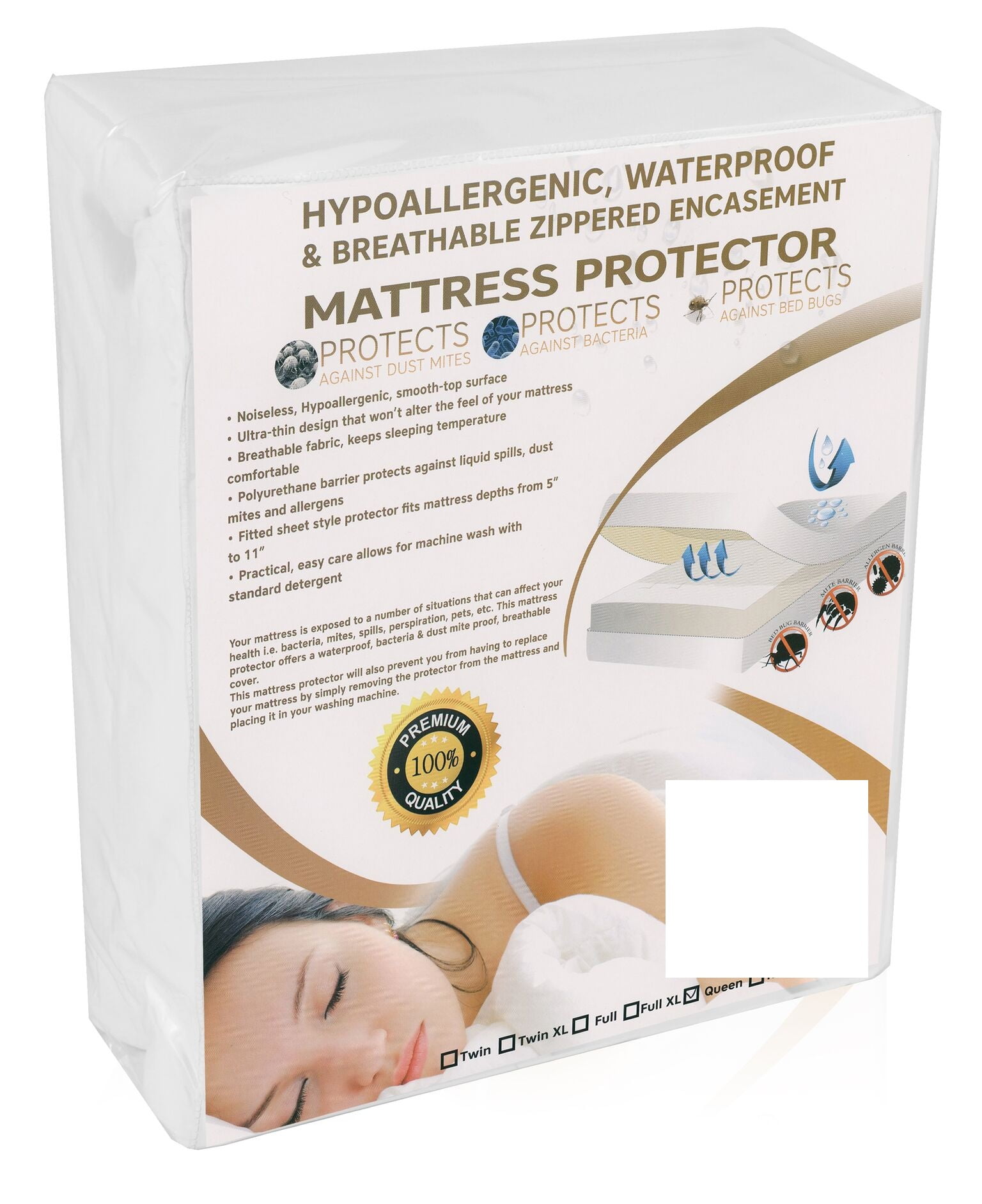 Full Size Premium Waterproof Vinyl Free Mattress Protector Cover