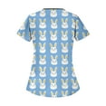 thumbnail image 5 of Scrub Tops Women Plus Size，Scrubs for Women Trendy Easter Printing Plus Size Scrubs Tops Casual V Neck Short Sleeve Uniform with Pocket，Light Blue，XL, 5 of 5