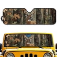 thumbnail image 2 of Yuyamidu Deer Windshield Sun Shade for Jeep Wrangler TJ JK JKU 1997-2018, Camo Hunting Oak Front Window Sunshade Sun Visor, Keep Your Car Cool, 2 of 7