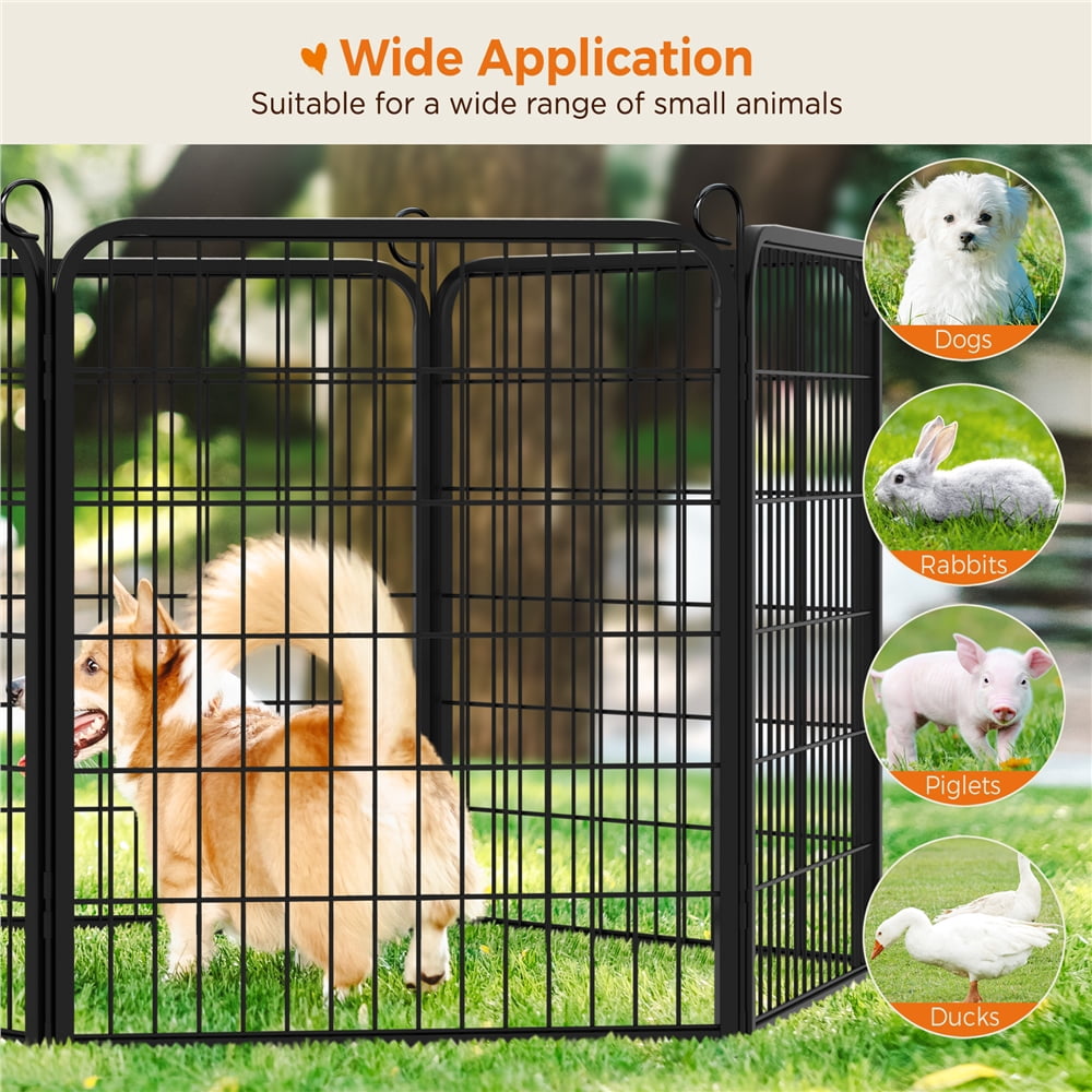 Yaheetech 31.5" H 16-Panel Portable Steel Dog Playpen with 2 Doors, Black