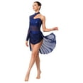 thumbnail image 2 of Sholeno Women's Sparkly Sequin Lyrical Ballet Dance Dress Flowy Skirt Figure Skating Dancewear Navy Blue XL, 2 of 7