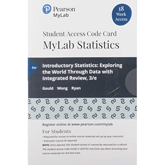 Pre-Owned Mylab Statistics With Pearson Etext -- 18 Week Standalone Access Card -- for Introductory Statistics: Exploring the World Through Data Paperback