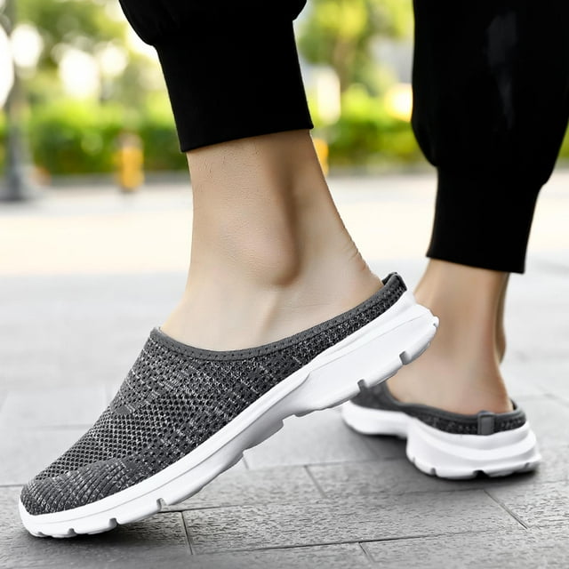 SMihono Sandals Womens Summer Plus Size New Style Large Size Flying Woven Half-support Shoes Mesh Breathable Sandals For Men And Women Sandals Slipper On Clearance