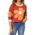 thumbnail image 2 of Women'S Knit Sweater Crew Neck Pumpkin Print Pullover Long Sleeve Casual Loose Jumper Crop Tops 2025, 2 of 9