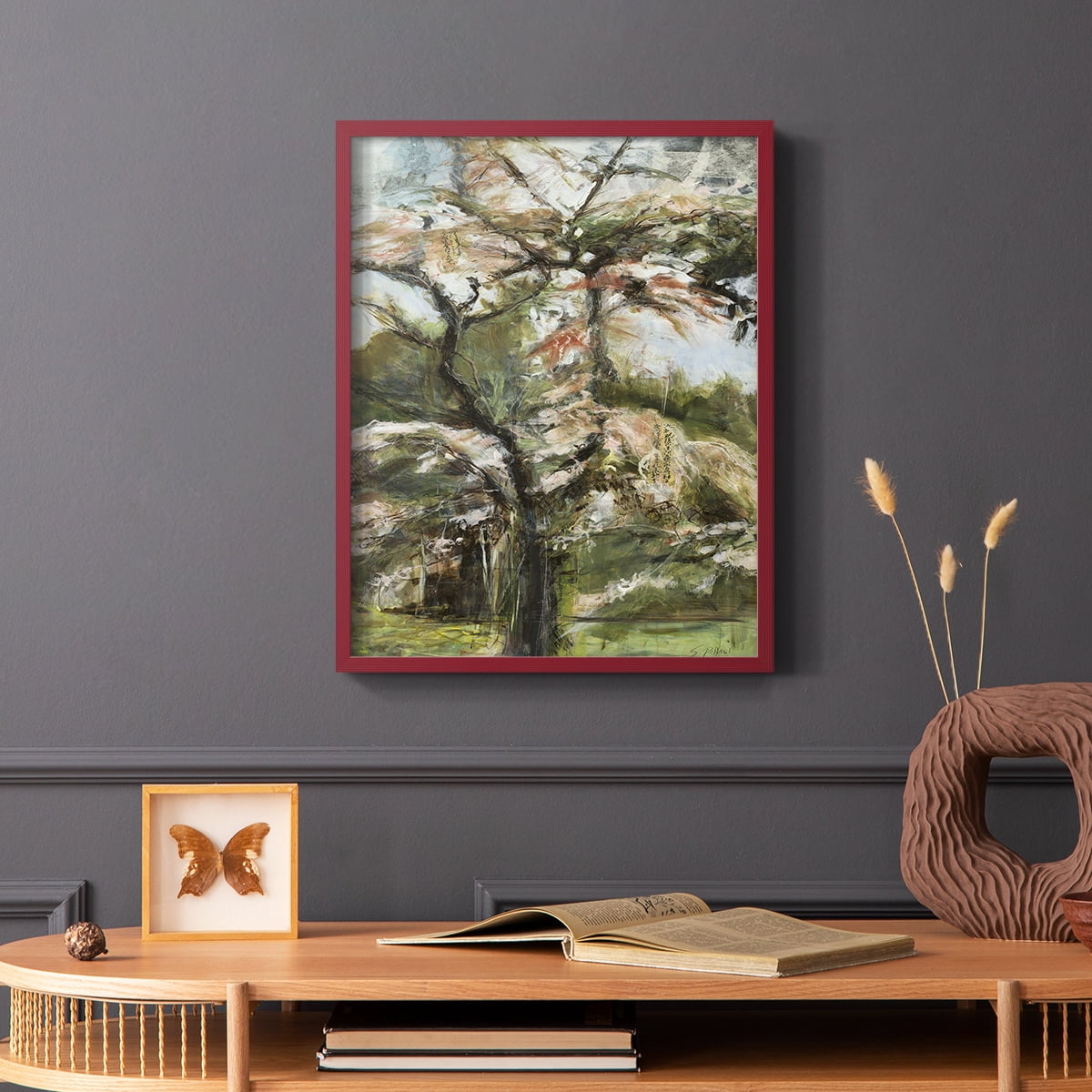 Haven Framed Print in Red Solid Wood Framed Print No Nail Hanging