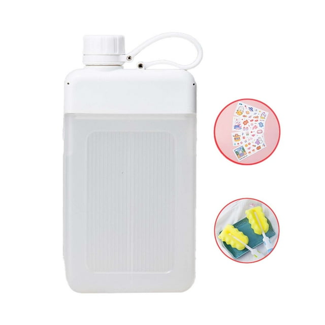 CSChome Bouilloire de Sport 450ml Bouteille de Sport Résistante à la Chaleur, Étanche, Anti-Chute, Transparente, Créative, Carrée, Plate, pour Sports Extérieurs