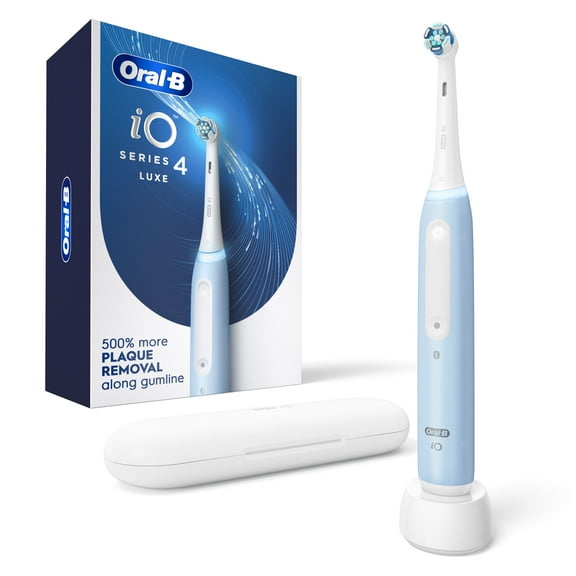 Oral-B iO Series 4 Rechargeable Electric Toothbrush, Icy Blue, Compact Head, for Adults & Kids 3 