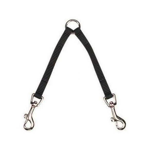 2 Way Dog Lead Black Leash Coupler Walk Two Dogs At The Same Time Choose Size(4 Inches Long Jet Black)