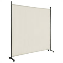 Costway 6FT Single Panel Room Divider with Wheels Rolling Fabric Partition Privacy Screen White