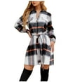 thumbnail image 2 of Black and Friday Deals Coats For Women Plaid Printed Sweaters Shirt Long Sleeve Cardigan Outerwear Tops Trendy Long Outwear Tee,AQ1-Black,Medium, 2 of 9