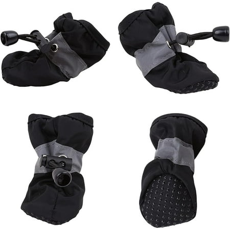 Dog Shoes Pet Boots Breathable Dog Shoes for Small Doggy Drawstring Durable Pet Paw Protector for Hot Pavement Black No. 4 (L Size)