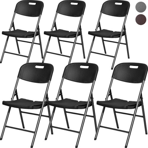 Set Kit 6 Sillas Plastico Rattan Plegables Jardin Exterior