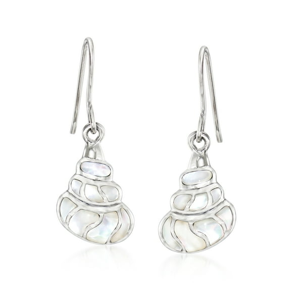 Ross-Simons Mother-Of-Pearl Conch Shell Drop Earrings in Sterling Silver, Women's, Adult