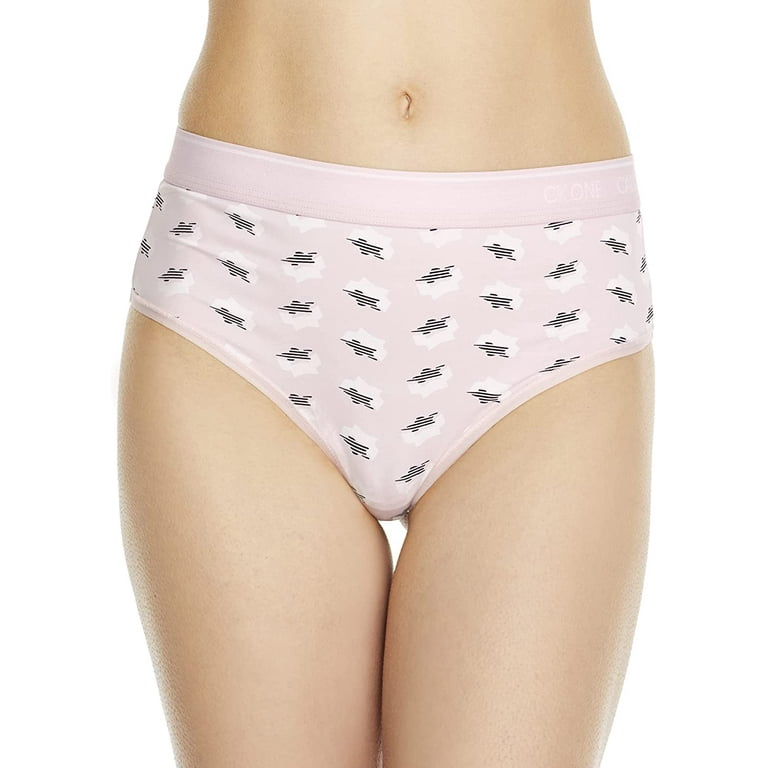 Calvin Klein Womens Ck One Micro High-Waist Thong Panty Large Sleeping Star  Printpearly Pink 