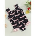 thumbnail image 3 of Arvbitana Toddler Baby Girls One Pieces Swimsuits Sleeveless Letter / Cow Print Ruffle Romper Swimwear Summer Sweet Bathing Suit for Beach Vacation 18M-6T, 3 of 9