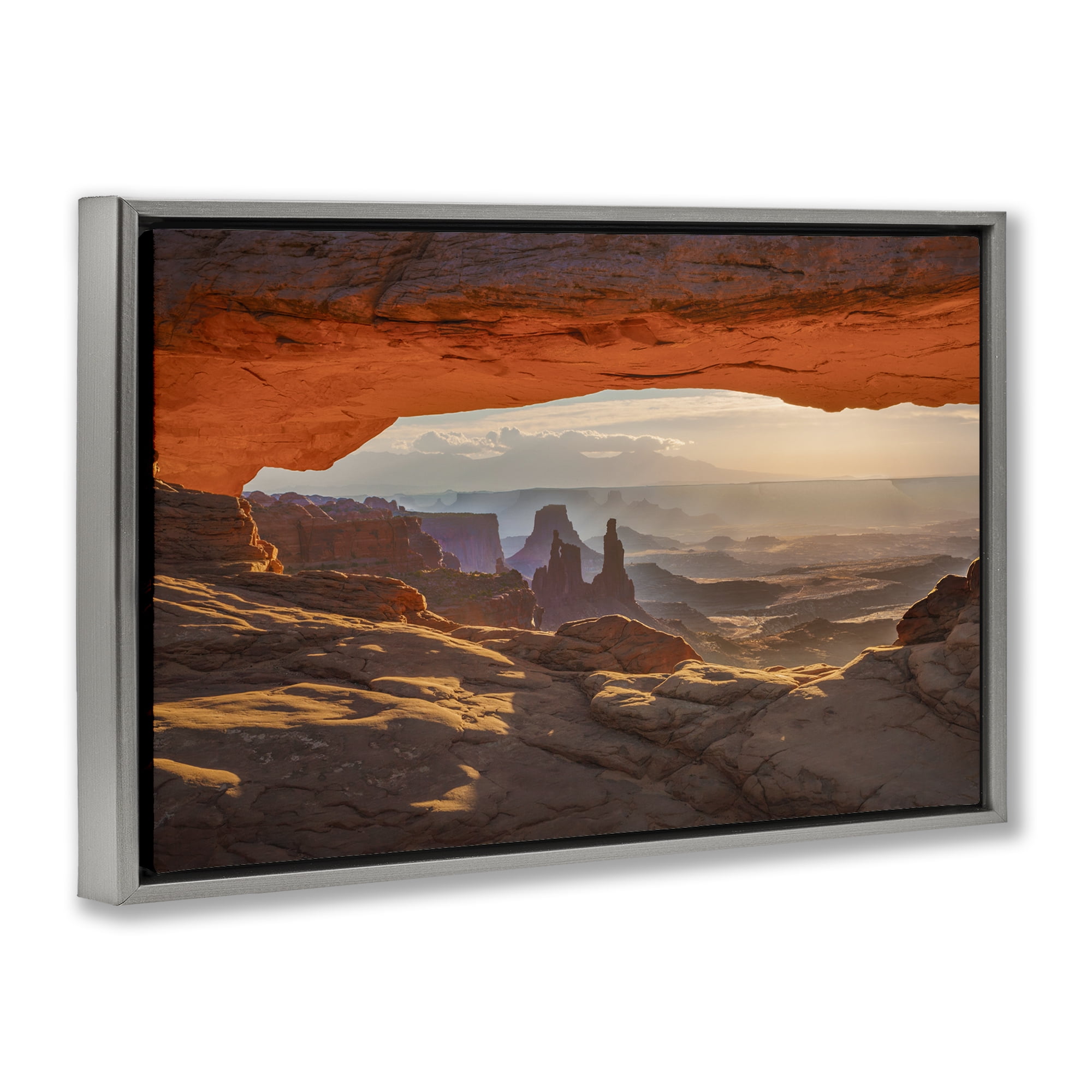 Stupell Industries Under Canyon Rocks View Landscape & Nature Photography Gray Floater Framed Canvas Art Print Wall Art, 31 x 21