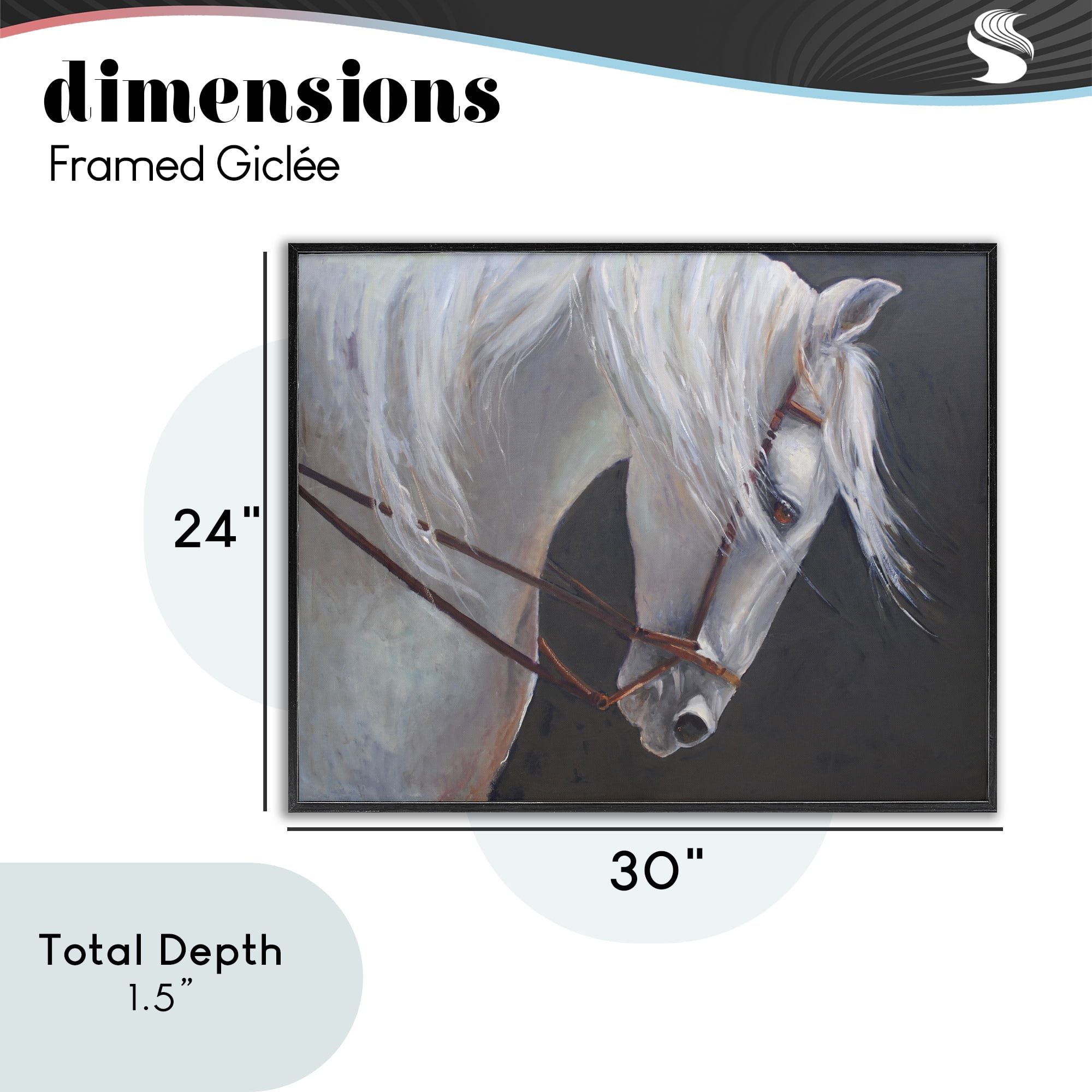 Stupell Industries Majestic White Mare Black Framed Giclee Art, design by Jadei Graphics