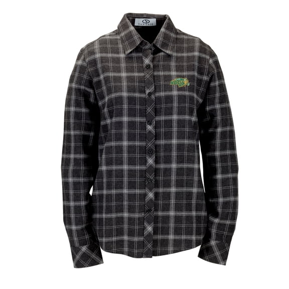 Women's Charcoal NDSU Bison Brewer Flannel Button-Down Long Sleeve Shirt