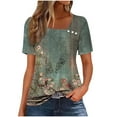 thumbnail image 2 of Xdegoge Summer Tops for Women Under 10 Plus Size Tees Short Sleeve V Neck T Shirt Fashion Gradient Printed Summer Tunic Tops Loose Fit Casual Blouses Women Saved Items for Later, 2 of 7