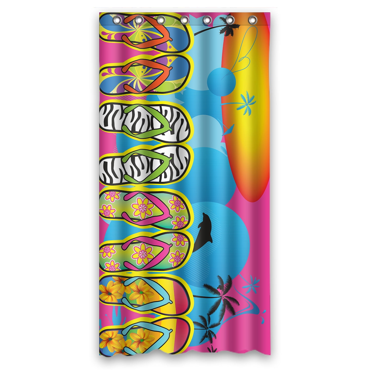 ZKGK Beach Flip Flops Waterproof Shower Curtain Bathroom Decor Sets