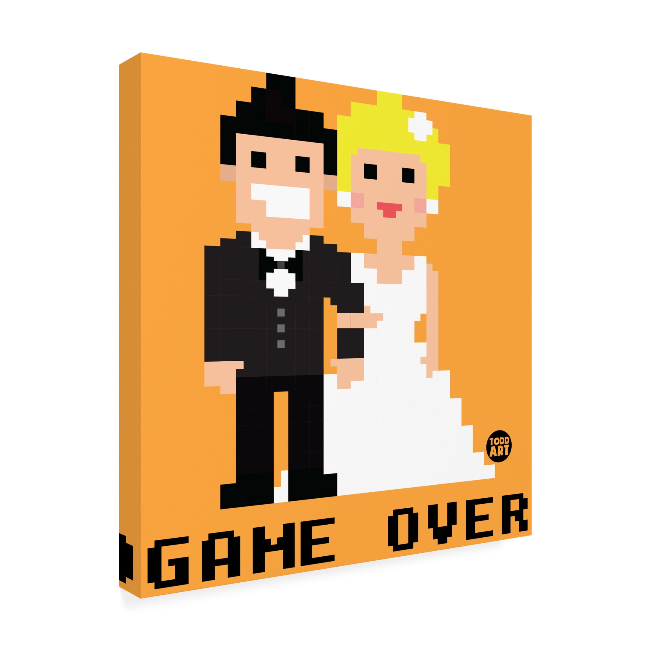 Canvas Wall Art - toddart 'Game Over Wedding' Wall Art for Living Room, Bedroom, or Office Décor by Trademark Fine Art - 14 x 14 Inches