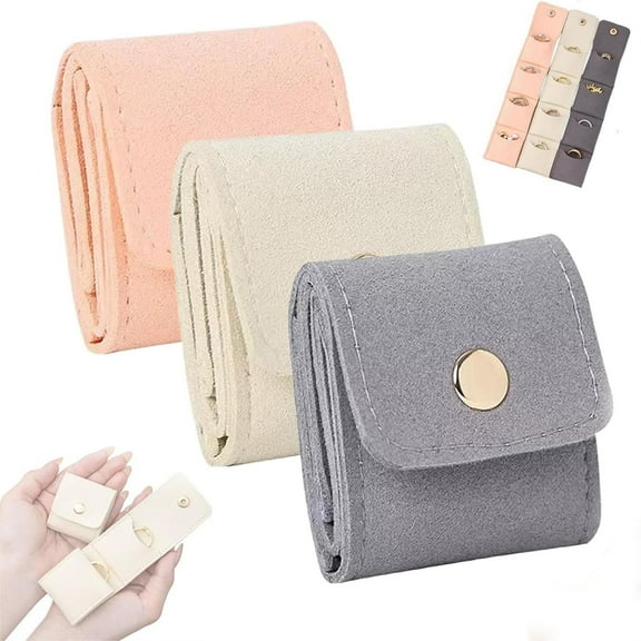 Mini Travel Jewelry Bag with Buckle, Portable Foldable Travel Jewelry Organizer Case, Small Jewelry Box for Earrings, Rings, Necklaces