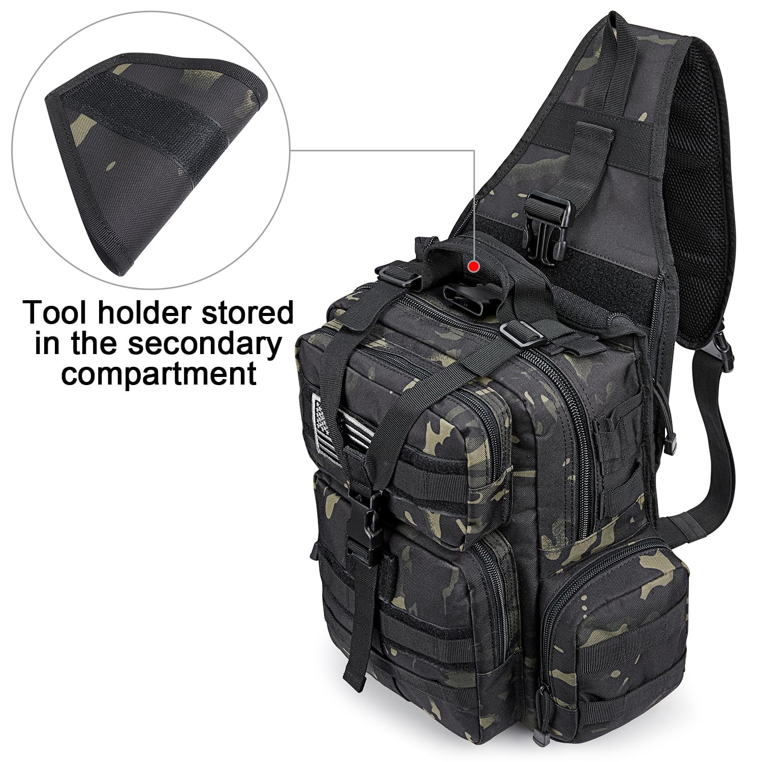 G4Free Outdoor Sling Bag Crossbody Backpack with Adjustable Holder, Durable Shoulder Daypack for Men