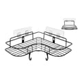 thumbnail image 1 of Estante de ducha de esquina para baño, estante flotante de fuerte adherencia, sin perforaciones, resistente al agua, organizador de ducha montado en la pared, color negro, diseño elegante y de gran, 1 of 5
