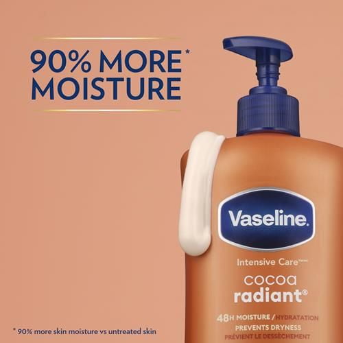 Vaseline Intensive Care Body Lotion Cocoa Radiant For Dry Skin Lotion Made With Ultra-Hydrating Lipids And Pure Cocoa Butter For A Long-Lasting, Radiant Glow 32 Oz - Pack of 2