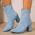 thumbnail image 6 of Lepsheexh Shoes for Women Autumn Winter Round Toe Chunky High Heel Fashionable Casual Short Tube Ankle Boots Versatile Daily Footwear, 6 of 9