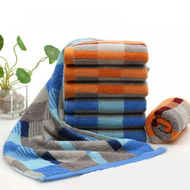 Checkered Soft Cotton Towel Bath Beach Bathroom Hand Hair Terry Towel  Bathroom Textile House Cleaning Towel Orange