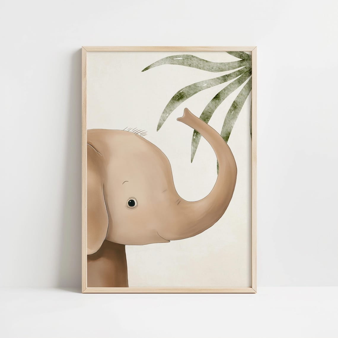 Elephant Nursery Wall Art Print, Safari Animal Decor, Earth Tone Baby Artwork Unframed Paper Print