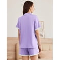 thumbnail image 4 of Ekouaer Womens Short Sleeve Pajamas Set Soft Sleepwear Button Down Lounge Set Lace Top and Shorts Pj Nightwear, 4 of 7