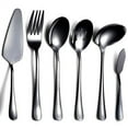 thumbnail image 1 of 6-Piece Serving Flatware Silverware Set  Serving Utensil Set Include Cake Server  Slotted Serving Spoon Black, 1 of 7