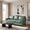 Sage, variant on Genuine Leather 3 Seater Sofa with Rolled Arms Nailhead Trims Solid Wooden Legs Living Room Reading Sage