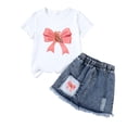 thumbnail image 4 of hengsof Ensemble Deux Pièces Jupe à Manches Courtes Imprimé Ours avec Nœud Doux pour Filles, Jupe à Manches Courtes Col Rond Taille Élastique Ensemble Décontracté Confortable, 4 of 6