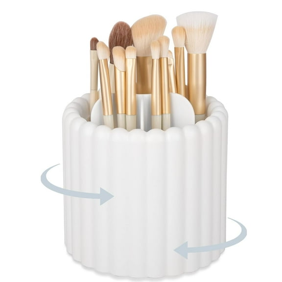 360 Rotating Makeup Brush Holder, 7 Slots Removable Organizer For Vanity Desk