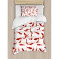 thumbnail image 3 of Ocean Animal Decor Queen Size Duvet Cover Set, Decorative Eastern Exotic Koi Fish Common Carp Calming Water Garden Graphic, Decorative 3 Piece Bedding Set with 2 Pillow Shams, Orange, by Ambesonne, 3 of 3