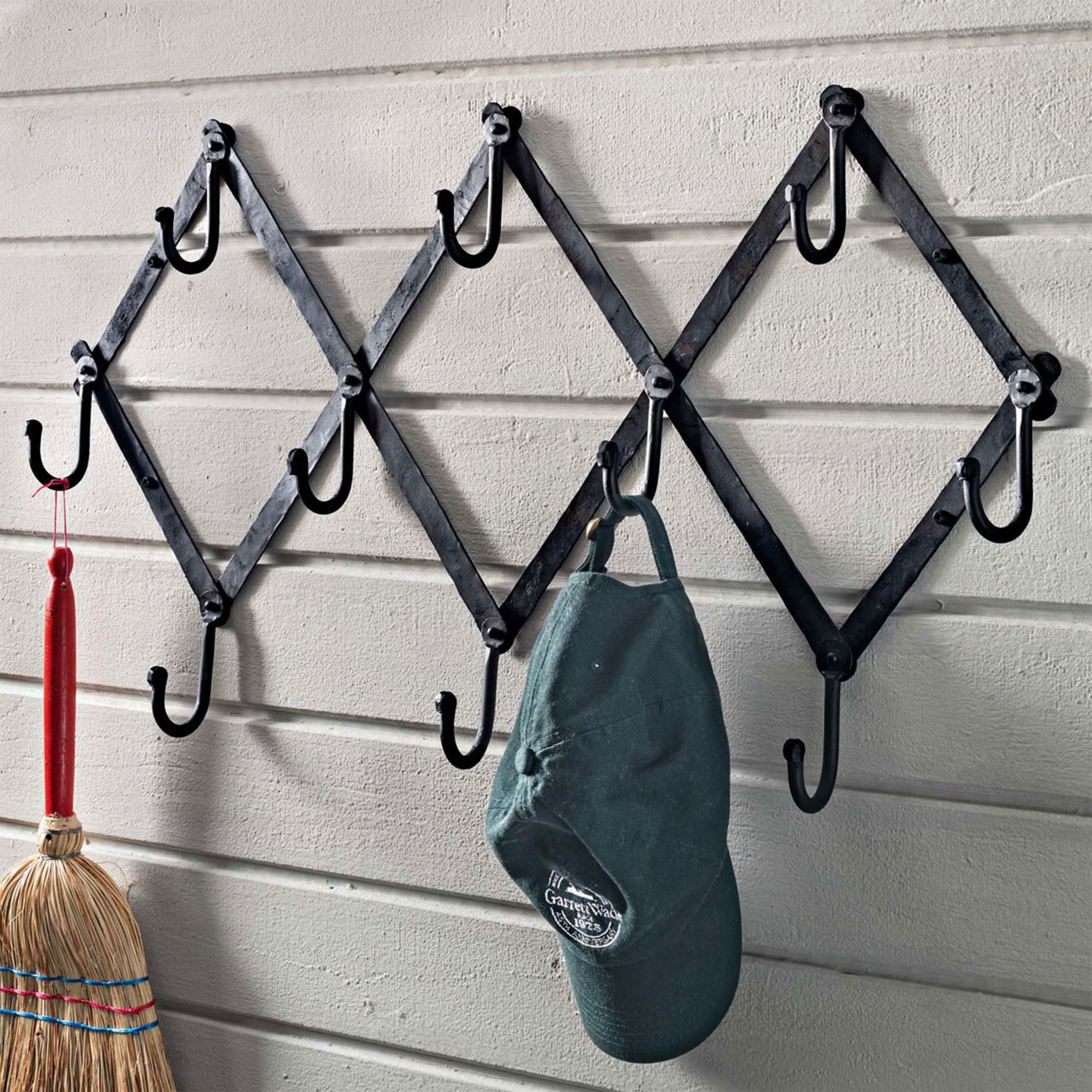 Kings County Tools Forged Iron Accordion Wall Hanger with 10 Hooks (Black)