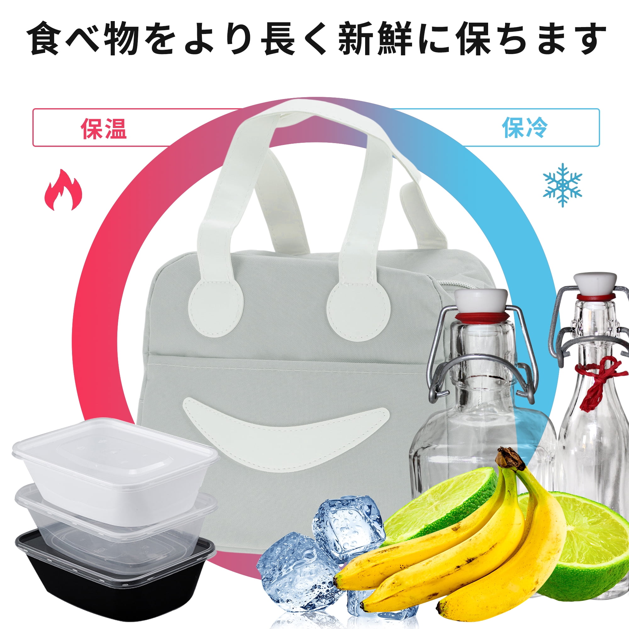 Unique Bargains Reusable Insulated Lunch Box Tote for Office and Picnic Gray