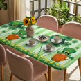 thumbnail image 3 of St. Patrick's Day Table Cloths for 4 Foot Rectangle Tables, Spring Shamrock Leaves Gnomes Flower Green Patio Waterproof Elastic Fitted Tablecloths, Washable Rectangular Table Cover for Camping, 3 of 8