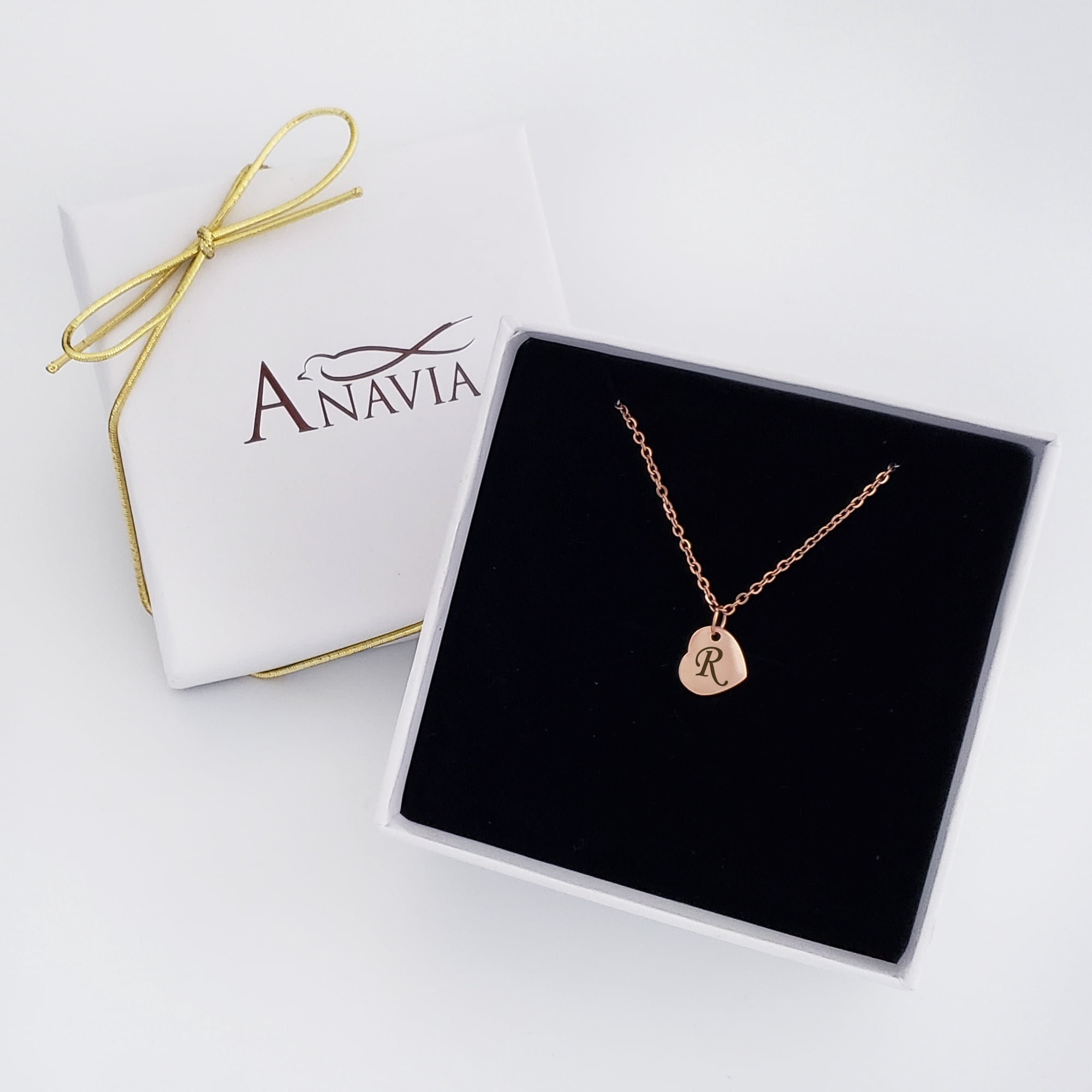 Personalized Gift for Her Girlfriend Women's Mini Heart Charm Gift for Wife Fiancee Pendant Custom Made Engravable Name Necklace Jewelry Free Gift Box Ship Next Day