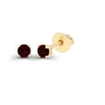 thumbnail image 2 of Decadence Solid 14K Yellow Gold 3mm Round Natural Garnet January Birthstone Screwback Stud Earrings, 2 of 5