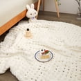 thumbnail image 7 of Mooreeke Chunky Knit Blanket 40"x50" White Cream Soft Washable Chenille Throw Blanket Cozy 100% Handmade Crochet Blankets with Jumbo Chenille Yarn for Couch Bed Sofa Room Decor, 7 of 7