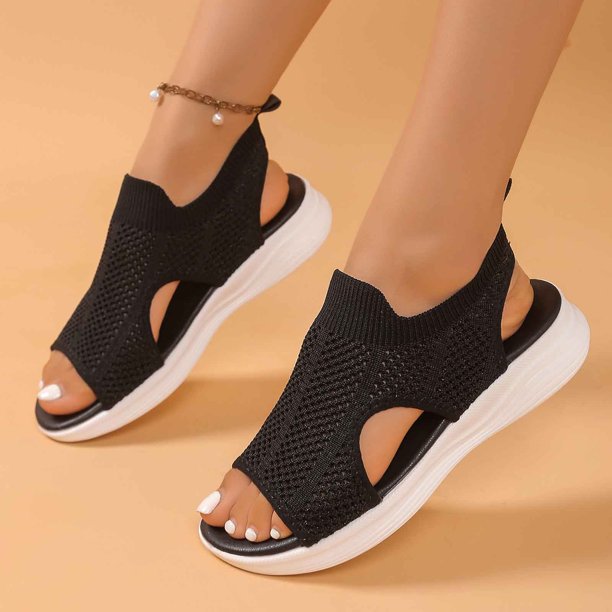 WILLBEST Sandalias De Playa Para Mujer, Modernas Sandalias De Mujer Con Punta Abierta Para Uso Diario, Parte Superior De Malla Transpirable Y Suela Plana Cómoda Para Conjuntos De Verano.