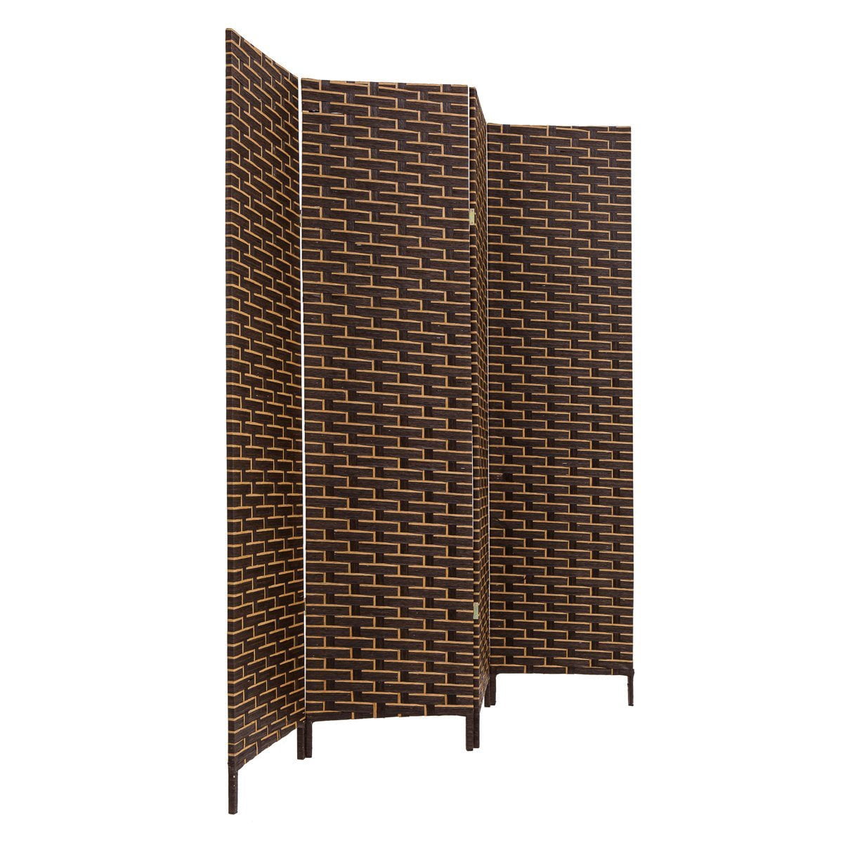THY COLLECTIBLES Decorative Freestanding Woven Bamboo 4 Panels Hinged Privacy Panel Screen Portable Folding Room Divider (Darkmocha)