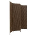 thumbnail image 3 of THY COLLECTIBLES Decorative Freestanding Woven Bamboo 4 Panels Hinged Privacy Panel Screen Portable Folding Room Divider (Darkmocha), 3 of 4